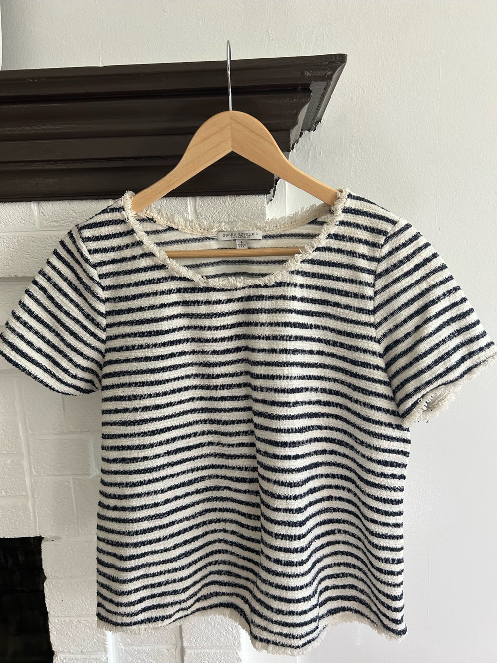 Green Envelope Navy & White Striped Short-Sleeve Knit Top